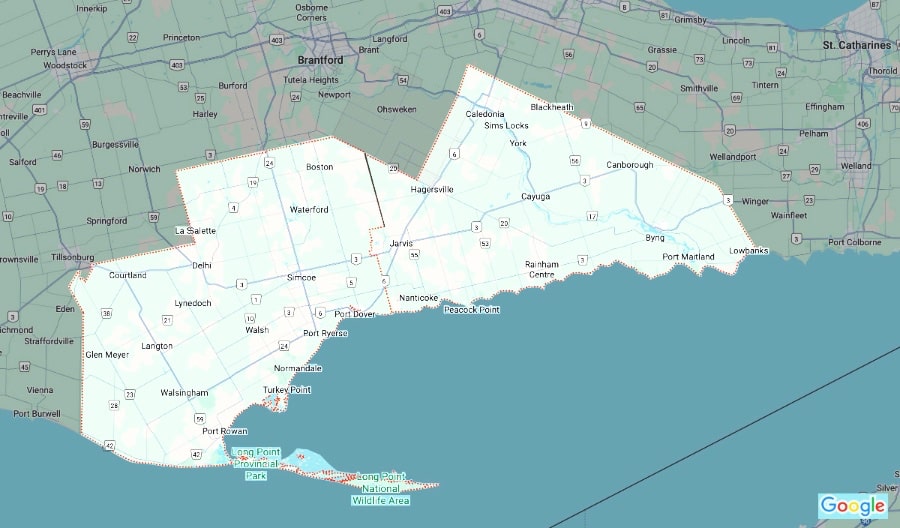 Haldimand Norfolk County map